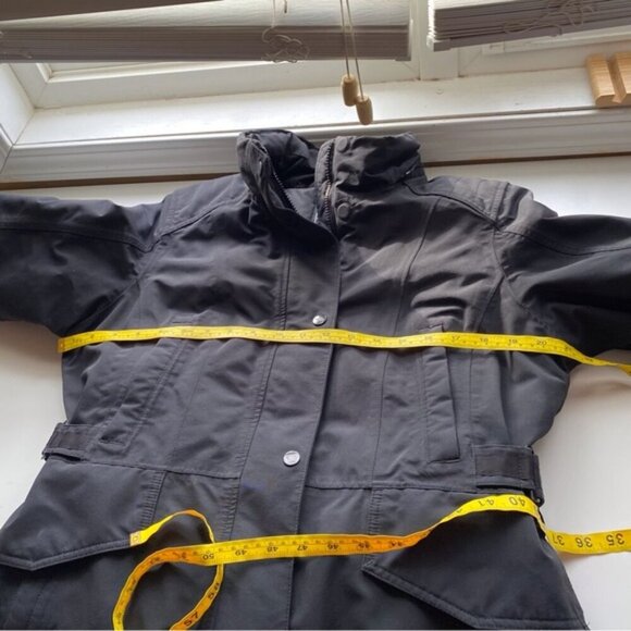 North Face Coat Woman Large Black Hyvent Down Filled Adjustable Pockets NO HOOD - Picture 14 of 16